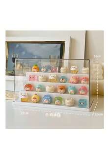 1pc亚克力展示盒透明展示架可爱家居饰品盲盒收纳防尘小雕像展示柜