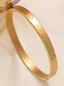 Vintage Floral Zirconia Bangle Set, Elegant Oxidized Zirconia Bracelet, Suitable For Women's Daily Wear