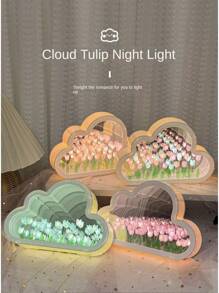 1 件 DIY 郁金香小夜灯，现代花卉设计，浪漫礼物，手工制作的人造花小夜灯配件材料包，情人节礼物，家居装饰，桌面装饰，生日礼物，办公室，床头柜，一份漂亮的手工礼物！