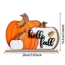 1 set Joyeux automne citrouille signe de table en bois, ornements de citrouille rustique mini pour la récolte, la fête de l'action de grâce, la maison, l'hôtel, la boutique, le bar, la décoration de table du marché - Multicolore - Voir 3