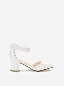Womens Court Shoes Elastic Ankle Straps - Blanco - Ver 6