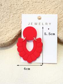 1 Pair Women Abstract Shape Red Ceramic Texture Hollow Out Design Elegant Personalized Acrylic Earrings
