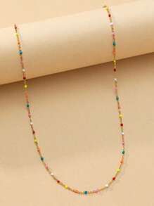 1 Stück Damen Buntes Perlen Choker Halskette, einfaches & elegantes böhmischer Stil Perlen Schmuckgeschenk