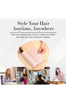 隔热卷发垫袋便携式旅行硅胶垫 1 件超耐热时尚适用于沙龙直发器、卷发器和发型设计工具速冷、通用套、返校、旅行度假必备品、女士发饰
