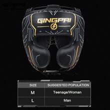 GINGPAI Professioneller Boxhelm mit Vollschutz, MMA Kopfschutz mit Schnürung für Erwachsene, Taekwondo Trainings-Kopfschutz, Ultrafaser-Leder