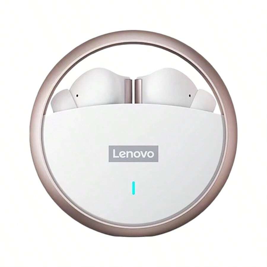 Lenovo True Wireless Bluetooth Headset LP60 Rotate To Open High Signal Efficiency Fast And Stable Ultra-Long Battery Life Audio And Video Synchronization Surging Sound Effects Semi-In-Ear Comfortable To Wear White - White - View 1