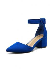 Womens Court Shoes Elastic Ankle Straps - Blue - View 5