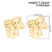 1pair Exaggerated French Round-Shape Metal Large Hoop Earrings, Simple Asymmetrical Stud Earrings, Suitable For Women's Daily Wear