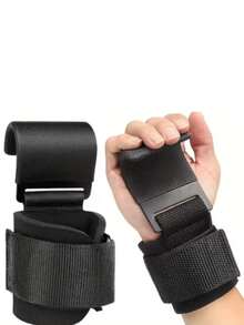 1pc Black Weightlifting Wrist Strap, Fitness Squat Deadlift Pull-Up Wrist Hook Horizontal Bar Sports Equipment Weight Loss Training, No Need To Stretch Hands Auxiliary Hook Gym Accessory - Black - View 1