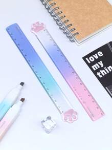 2 pezzi/3 pezzi Righello carino a forma di zampa di gatto, righello a colori degradati da 15 cm, forniture per cancelleria per studenti