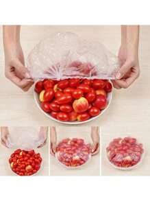 100PCS Disposable Plastic WrapFor Keeping Leftover Foods FreshWith Elastic And Self Seal Closure,Suitable For Covering Bowls AndDishes, Home Use
