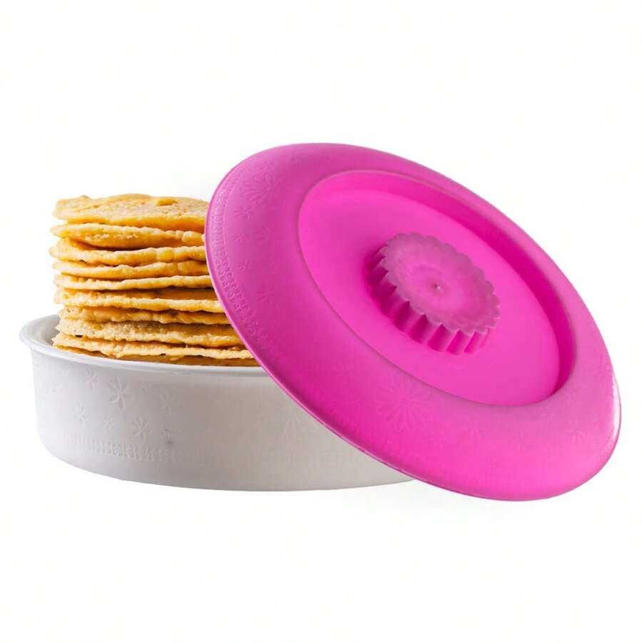 Tortillero de plástico con tapa 10 Pz. Resistente y apto para Horno de Microondas. - Rosa - Ver 1