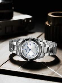 REWARD REWARD Men's Quartz Watch Business Fashion Style Timing Calendar Luminous Hands Multi-Functional Men Wristwatch High Quality Gift Classic Design Stainless Steel Watch Band