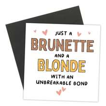 1PC Bestie Birthday Card, Funny Birthday Card For Best Friend, With Envelope, Joke Birthday Sister Card For Her, Brunette And A Blonde With An Unbreakable Binding, Personalised Birthday Card