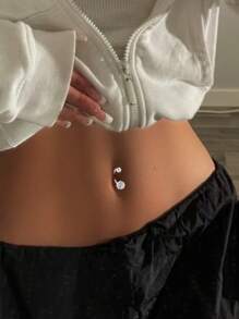 1 Pc S999 Sterling Silver Belly Button Zirconia Belly Button 3mm 4mm 5mm Mini Belly Jewelry,Suitable For Wearing On Summer Beach Vacations