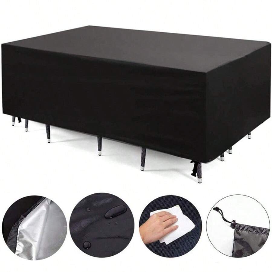 1 pieza Cubierta impermeable y antipolvo de color negro para muebles de exterior, sofá, mesa y sillas en el jardín y la cocina