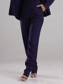 Sensory Fabric Pants With Button, Zipper And Pockets - Navy Blue - View 1