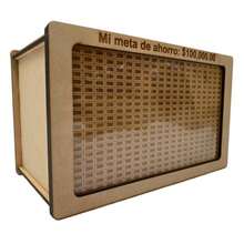 Alcancía Mi Meta de Ahorro 100Mil alcancía decorativa ahorro diseño moderno transparente objetivo 100 mil contenedor dinero organización finanzas hogar regalo motivacional educativa - Marrón - Ver 2