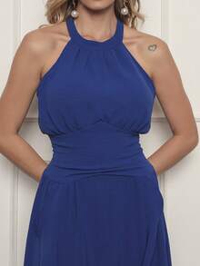 Long Sleeveless Party Dress With Luxury Padding - Royal Blue - View 2
