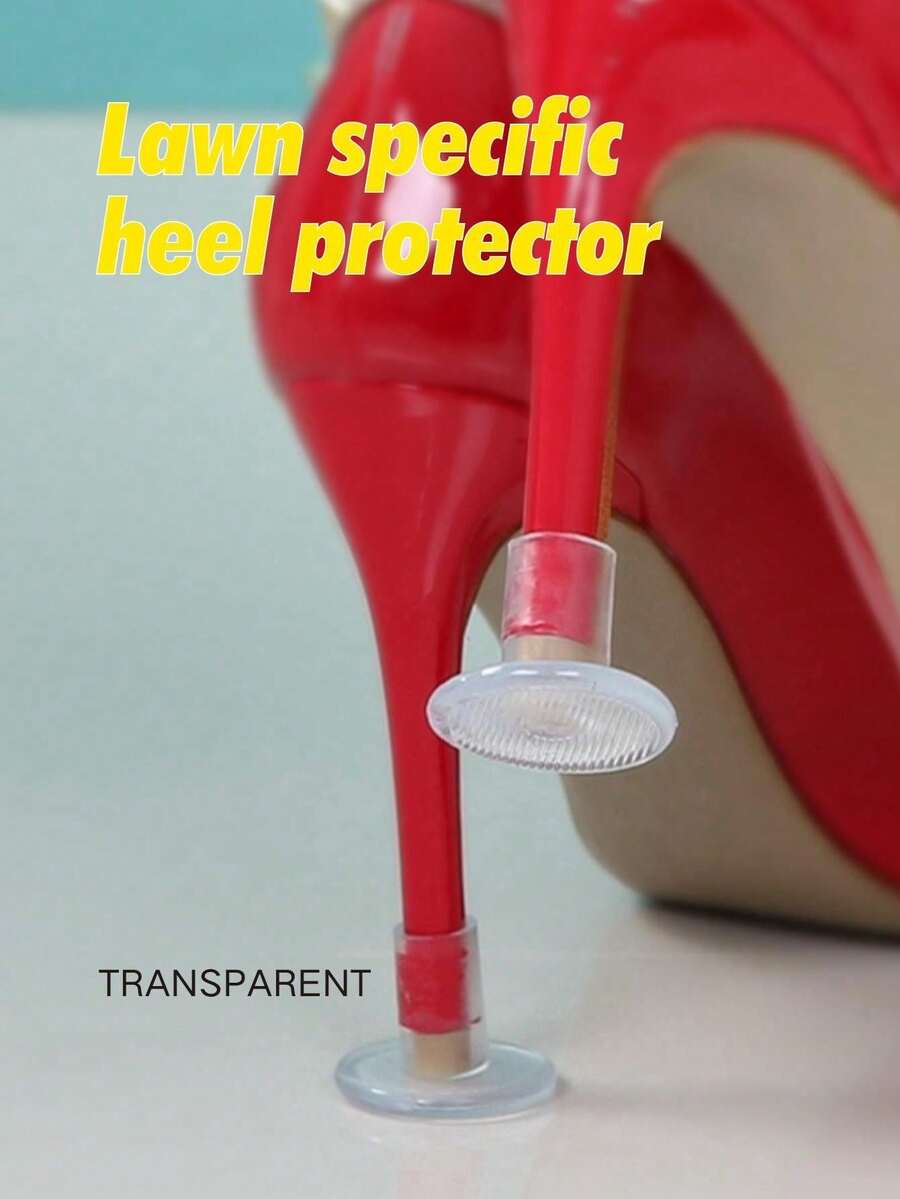 18 piezas/9 pares de protectores transparentes para tacones altos, 3 tallas de tapas para tacones blandas para caminar sobre césped y suelos irregulares, anti-deslizantes, para reparar tacones e impedir que se hundan en el césped, protector para zapatos de boda de mujer - Blanco - Ver 1