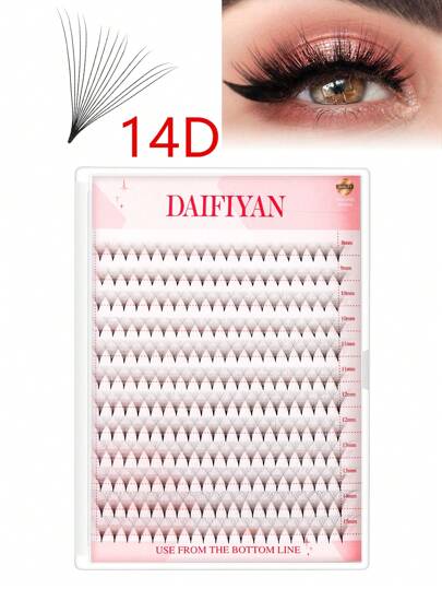 DAIFIYAN 240 Fans Premade Fans Eyelash Extensions 14D 8-15mm Mixed Length Promade Lash Fans D Curl Premade Fans Pointed Thin Base Handmade Volume Premade Lash Extensions Fans