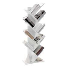 Librería en Forma de Árbol, Librería de 9 Niveles, Ahorro de Espacio, Librería Vertical, para Dormitorio, Sala de Estar, Estudio, Oficina, Blanco Nube - Blanco - Ver 5