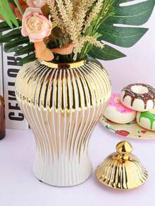 Decorative Ceramic Ginger Jar With Lid Storage Jar Table Center Vase, Decorative Ceramic Vase For Home Decor - Multicolor - View 3