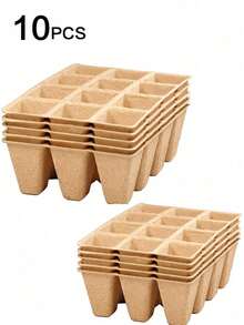 Paper Pulp Seedling Cup, Nutrition Tray, Disposable Use Paper Pulp Round/Square Succulent Planter, Green Plant Nursery Pot Set, Suitable For Succulent Leaf Propagation, Orchid, Vegetable Seedlings - Brown - View 14