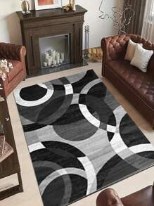 1pc, Luxury Bohemian Style, Black & Grey Elegant Floral Pattern Carpets For Living Room, Bedroom, Entrance, Kitchen, Bathroom