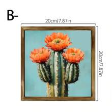 1 Stück Lebendige Kaktus Blume Kunst Holzschild | Rustikaler Landhausstil Wanddekoration Schild für Badezimmer, Garten, Café, Bar, Büro Dekoration, ideales Urlaubsgeschenk | Keine Elektrizität erforderlich | Wandbehang | Multifunktional | Holz