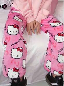 Sanrio 1 Peça da Série de Personagens Sanrio - Calça para Meninas Adolescentes. Calça Folgada Feminina, Estilo Cartoon & Calça de Pijama de Verão Fofa. Excluindo Manga Curta. É um Vestuário Casual Doméstico Que Também Pode Ser Usado Externamente.