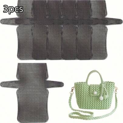 3pcs Plastic Mesh Canvas - Durable Plastic Mesh Templates For DIY Handbag, Wallet, And Tote Bags, Ideal For Crochet And Embroidery Projects, Crafting Essentials|Plastic Mesh Templates|Durable Plastic Mesh, Plastic Canvas