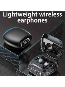 擁有超長待機時間的無線耳機，實現完美睡眠-超薄入耳運動耳機，與蘋果和安卓兼容 - 黑色 - 查看 5