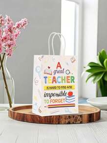 12 Stücke/6 Stücke Lehrertag Geschenktüten aus Kraftpapier, Dankbarkeitstüten für Lehrer - bunte Dankbarkeitstüten mit Griffen, Dankbarkeitsmotiv Lehrer Tag Tragetaschen, Lehrer Tag Motiv Buchstaben Bedruckte Tragetaschen für Partytüten und Geschenke, Beste Geschenke für Lehrerwertschätzung, geeignet für Lehrertag, Homecoming Day, Klassenpartys, Lehrerwertschätzungsgeschenke, Outdoor-Partys, Geschenktüten