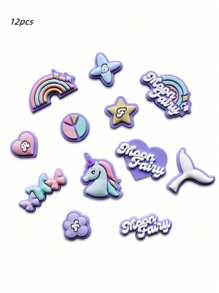 10pcs New Design Detachable Clogs Beach Sandals Accessories Charms, Cute Pink Dessert & Ice Cream Patterns, Clog DIY Decorations School