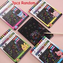 Libro de arte para raspar para niños, cuaderno de graffiti colorido DIY, papel de pintura creativa para raspar, adecuado para niños - Colores y estilos aleatorios. - Ver 8