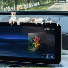 A Set Of 4 Cute Cat Dashboard Ornaments - Cartoon Mini Decorations Suitable For Car Interiors And Display Screens, Bringing Joy To Every Drive. - one-size - View 3