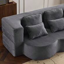Sofá cama plegable tamaño Queen, sofá cama de chenilla, sofá cama convertible con espuma de alta densidad, sofá cama plegable para sala de estar, habitación de invitados, dormitorio-2845 - Multicolor - Ver 11