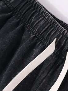 Urban Grunge Y2K Men's Printed Short Sleeve T-Shirt Set, Men, Ropa De Hombre, Men Shorts Set, Pantalones De Hombre, Shorts For Men, Graphic Tees Men - 黑色 - 查看 4
