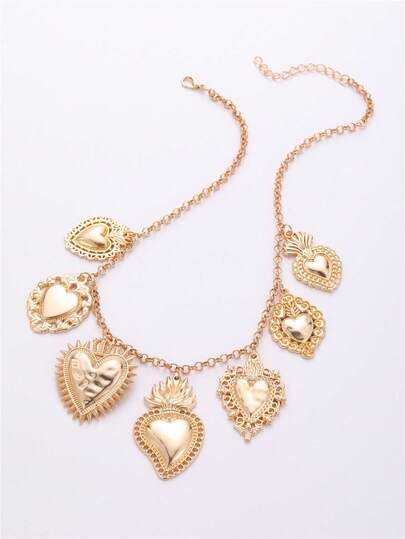 DareSee 1pc Vintage Elegant Heart Pendant Necklace For Women, Matching Multi-Style Sacred Heart Pendant Decor Accessory, Suitable For Casual Wear Or Party, Holiday Gift Jewelry Music-Fest Y2K-Fest Back To School Autumn Winter Gifts