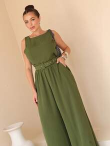 Jumpsuit, Pantaloons, Tank Top, Belt, Custom Tailoring - 綠色 - 查看 5