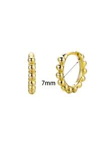2Pcs Simple Fashion Small Round Bead Hoop Earrings For Women Men Vintage Gold Silver Color Copper Metal Huggie Earrings Female Punk Minimalist Jewelry Accessory