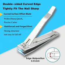 FiriKer 2PCS Nail Clippers Set, Heavy Duty Black Matte Stainless Steel Nail Clipper With Nail File, Ultra Sharp Fingernail And Toenail Clipper Cutters,Clipper Tools For Men &Amp; Women - 銀色 - 查看 3