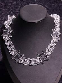 1pc Fashion Unique Creative Exquisite Funny Brilliant Luxurious Versatile Hip-Hop Punk Streetwear Style Transparent Chain Thorn Spikes Necklace, For Men's Casual Wear, Holidays & Party