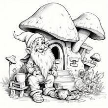 Deluxe Adult Coloring Book - 22 Thick Pages, Single-Sheet Dwarf's Fungal House Fantasy Artwork - Ideal For Halloween, Thanksgiving, Christmas & Holiday Gifts, Book, Back To School, School Supplies