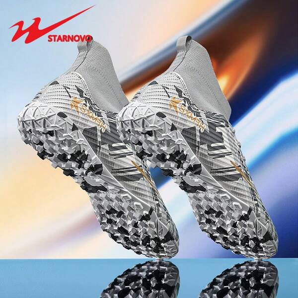 STARNOVO Unisex Football Cleats, Camouflage Outsole, Fashionable Sports, Stretch Collar For Comfort, Professional Football Shoes For Training & Match (Note: Camouflage Part On The Outsole Is Random)