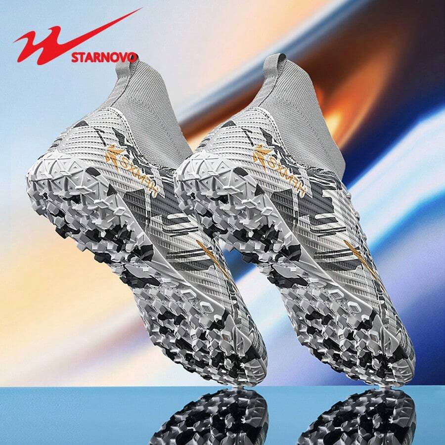 STARNOVO Unisex Football Cleats, Camouflage Outsole, Fashionable Sports, Stretch Collar For Comfort, Professional Football Shoes For Training & Match (Note: Camouflage Part On The Outsole Is Random)