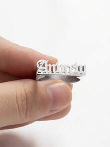 Customized Stainless Steel English Name Ring, Personalized Simple Name Ring, Couple Jewelry Accessories, Valentine's Day Gift, Gift For Couples, Give Friends, Moms, Dads Gifts. Customized Stainless Steel Name Ring With Gift Box, School Supplies, For Boys And Girls, For Teenagers, Junior High School Students, Middle School Students, High School Senior High School Students - Multicolor - View 5