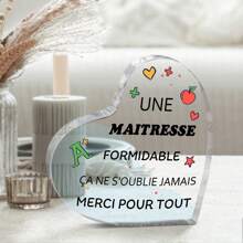2D flach geschnitzter Acrylplakette - ein Geschenk für Frauen, Mütter, Schwestern, Lehrer - einzigartiges Geburtstags- und Weihnachtsgeschenk, mit der Botschaft "Une Maitresse Formidable C'ane S'oublie Jamais Merci Pour Tout", klassischer Stil, Familien-Thema