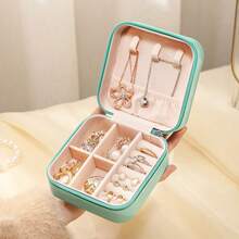 1 pièce Boîte de rangement de bijoux de voyage, cadeau pour femme, mini organisateur de bijoux, support pour colliers et boucles d'oreilles avec miroir, rose, articles de voyage essentiels, cadeau de la fête des mères pour les femmes, organisateur de stockage, articles de voyage essentiels, retour à l'école, stockage en dortoir